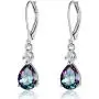 925 Sterling Silver Blue Topaz Teardrop Earrings Drop Dangly Earring Leverback Hypoallergenic Jewelry for Women Girls
