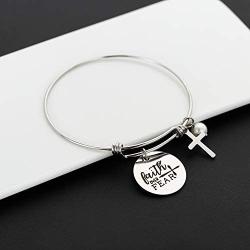 Augonfever Inspirational Gifts Expandable Wire Bangle Bracelet With Charms for Women Girls 2.5''