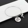Augonfever Inspirational Gifts Expandable Wire Bangle Bracelet With Charms for Women Girls 2.5''