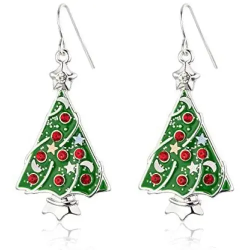RareLove Holiday Statement Green Christmas Tree Star Moon Red Rhinestone Bling Powders Piercing Dangle Earrings CZ Silver Plated Alloy Cute Jewelry For Women Girls RareLove Holiday Statement Green Christmas Tree Star Moon Red Rhinestone Bling Powders Piercing Dangle Earrings CZ Silver Plated Alloy Cute Jewelry For Women Girls