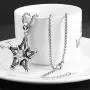 HZMAN Celtic Pentagram Starfish Rudder Amulet Pendant Zircon Star Men and Women Stainless Steel Necklace 22 + 2 Inch Chain