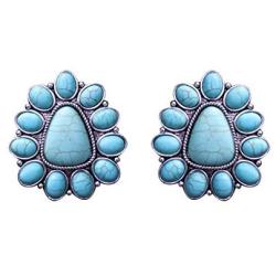Turquoise Medium Western Triangle Flower Earrings No. 960