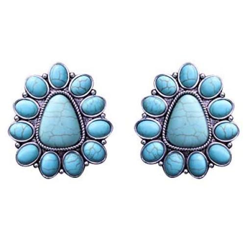 Turquoise Medium Western Triangle Flower Earrings No. 960