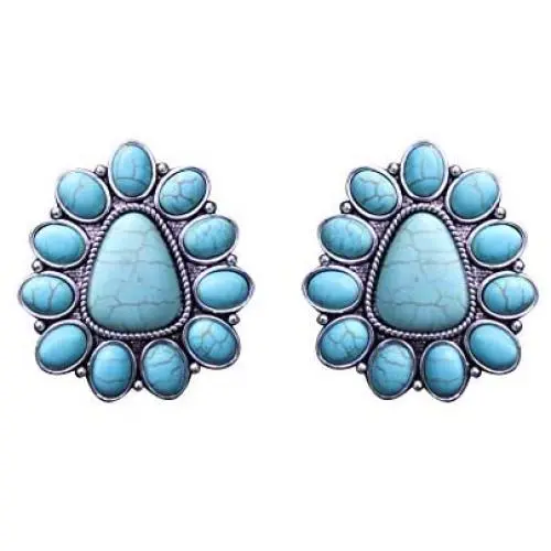 Turquoise Medium Western Triangle Flower Earrings No. 960 Turquoise Medium Western Triangle Flower Earrings No. 960