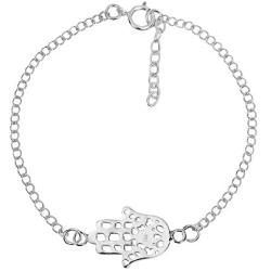 Delicate Hamsa Hand .925 Sterling Silver Link Bracelet