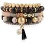 RIAH FASHION Bohemian Mix Bead Multi Layer Versatile Statement Bracelets - Stackable Beaded Strand Stretch Bangles Sparkly Crystal, Tassel Charm RIAH FASHION Bohemian Mix Bead Multi Layer Versatile Statement Bracelets - Stackable Beaded Strand Stretch Bangles Sparkly Crystal, Tassel Charm