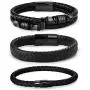 FIBO STEEL 3 PCS Magnetic-Clasp Leather Bracelets for Men Wrap Braided Leather Bracelets Wrist Cuff Bangle 8.0-8.5 Inch FIBO STEEL 3 PCS Magnetic-Clasp Leather Bracelets for Men Wrap Braided Leather Bracelets Wrist Cuff Bangle 8.0-8.5 Inch