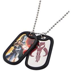 Star Wars Jewelry Boba Fett Stainless Steel Double Dog Tag Mens Pendant Necklace, 22''