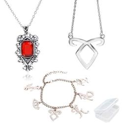 PPX 3 Pcs The Mortal Instruments City of Bones Inspired Angelic Power Rune Symbols Bracelet and Necklace Set with Jewelry Box