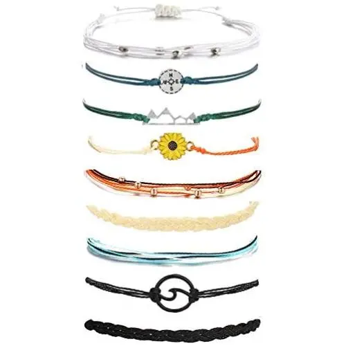 VSCO String Wave Ankle Bracelets for Women Sunflower Compass Moutain Waterproof Strand Anklets Bracelet Set for Teen Girls VSCO String Wave Ankle Bracelets for Women Sunflower Compass Moutain Waterproof Strand Anklets Bracelet Set for Teen Girls