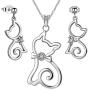 Besilver Cute Animal Pendant Necklace Charm 925 Sterling Silver Cat/Snake/Sloth/Dolphin/Starfish/Snail/Shark Cute Animal Jewelry Gift for Women Girl