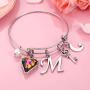 Memorjew Charm Bracelets for Women Girls, Crystal Heart Initial Charm Bracelets for Women Girls Jewelry Mothers Day Valentines Birthday Teen Girls Gifts, Flower Girl Bridesmaid Gifts for Wedding