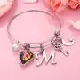 Memorjew Charm Bracelets for Women Girls, Crystal Heart Initial Charm Bracelets for Women Girls Jewelry Mothers Day Valentines Birthday Teen Girls Gifts, Flower Girl Bridesmaid Gifts for Wedding