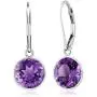 Gem Stone King 925 Sterling Silver Purple Amethyst Leverback Dangle Earrings For Women 8.00 Ctw Beautiful Gemstone Birthstone