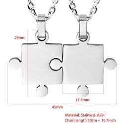 Ztuo Puzzle Pendant Necklace Best Friend Friendship Couple Gifts 2/3/4/5/6/7/8 Piece - Stainless Steel