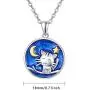 TRISHULA Cat Necklace for Women,S925 Silver Sterling Cute Cat with Moon and Star Pendant Blue Night Sky Jewelry Gift for Mom Daughter Girlfriend Cat Lover