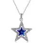 AILUOR Five-Pointed Star Sapphire Crystal Pendant Necklace, Fashion Silver Crystal Hollow Star Jewelry for Women Girl