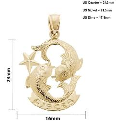 US Jewels 14k Yellow Gold Zodiac Pisces Pendant