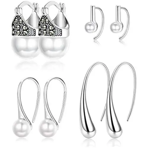 ORAZIO Pearl Earrings For Women Pearl Drop Earrings Sets Big Small Pearl Earrings Womens White Pearl Earrings ORAZIO Pearl Earrings For Women Pearl Drop Earrings Sets Big Small Pearl Earrings Womens White Pearl Earrings