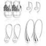 ORAZIO Pearl Earrings For Women Pearl Drop Earrings Sets Big Small Pearl Earrings Womens White Pearl Earrings