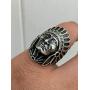 PikaLF Indian Chief Ring for Men, Native American Indian Head Rings, Spirit of The Warrior Ring, Indian Headdress Ring, Tribal Amulet Ring, Punk Style Indian Skull Jewelry Gift for Men Boys