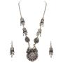 Zephyrr Devotional Pendant Necklace Earrings Set Silver Tone Jewelry for Women
