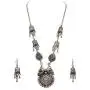 Zephyrr Devotional Pendant Necklace Earrings Set Silver Tone Jewelry for Women