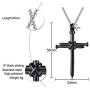 Stainless Steel Nail Cross Pendant Necklace，Mens Punk Jesus Faith Necklace Polished Gold Silver Black 24 Inch