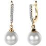 Elegant 18K Gold Diamond Cubic Zirconia Pearl Drop Dangle Earrings For Women Girls Wedding Studs Leverback