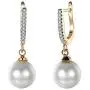 Elegant 18K Gold Diamond Cubic Zirconia Pearl Drop Dangle Earrings For Women Girls Wedding Studs Leverback Elegant 18K Gold Diamond Cubic Zirconia Pearl Drop Dangle Earrings For Women Girls Wedding Studs Leverback