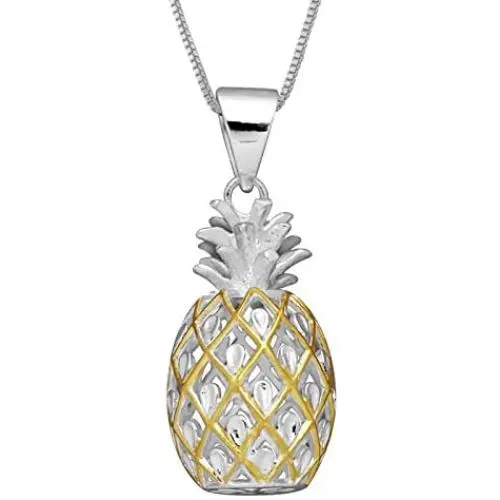 Sterling Silver Large Pineapple Pendant Necklace, 16+2'' Extender Sterling Silver Large Pineapple Pendant Necklace, 16+2'' Extender