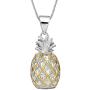 Sterling Silver Large Pineapple Pendant Necklace, 16+2'' Extender