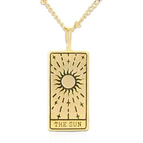 LAONATO Tarot Card Necklace for Women | Moon Star Sun Wisdom, 21 inches LAONATO Tarot Card Necklace for Women | Moon Star Sun Wisdom, 21 inches