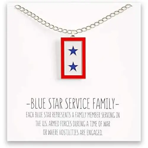 Happy Kisses Blue Star Service Flag Necklace – Blue Star Mom Pendant– One, Two & Three Stars – Message Card Happy Kisses Blue Star Service Flag Necklace – Blue Star Mom Pendant– One, Two & Three Stars – Message Card