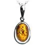 Sterling Silver Amber Oval Chain Pendant Necklace 18 Inches Sterling Silver Amber Oval Chain Pendant Necklace 18 Inches