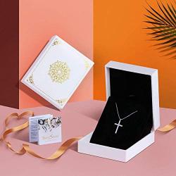 Rhinestones Cross Necklace for Women Teen Girls Black and White Two-sided Cubic Zirconia Pendant with Exquisite Box Dainty Jewelry Valentines Day Gifts for her
