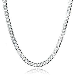 Sterling Silver Italian 2.5mm Diamond-Cut Cuban Curb Link Chain Necklace for Men Women