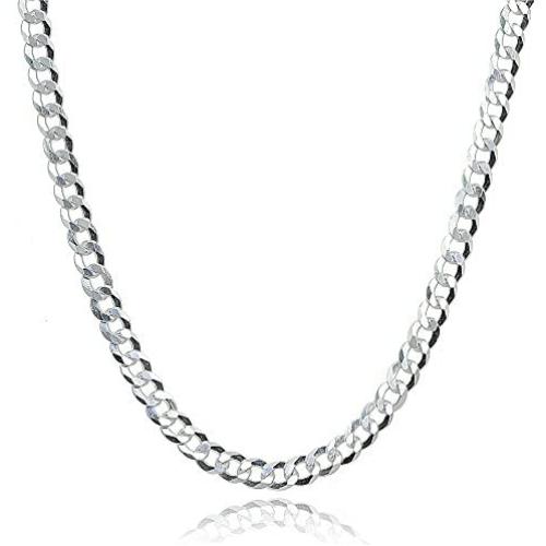 Sterling Silver Italian 2.5mm Diamond-Cut Cuban Curb Link Chain Necklace for Men Women