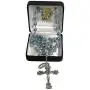 Holly Lines Swarovski Pearl Heritage Collection Catholic Rosary Case and Pouch, Creed 6 mm Beaded Rosary in Hard-Side Black Case with Ave Maria Zippered Pouch and Rosary Mysteries Card