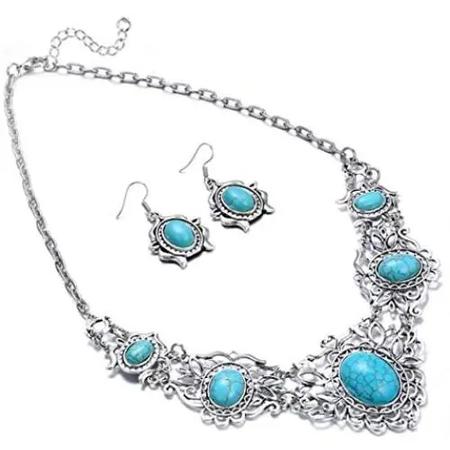 Simsly Baroque Necklace Silver Necklaces Chain and Earring Set for women and Girls