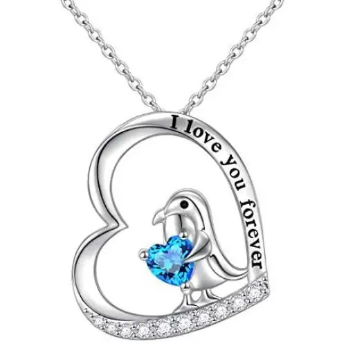 Sterling Silver Forever Love Animal Heart Pendant Necklace for Women Girlfriend Daughter Graduation Gift, 18 Inches Sterling Silver Forever Love Animal Heart Pendant Necklace for Women Girlfriend Daughter Graduation Gift, 18 Inches