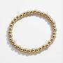 7Pcs Multi Layer Brass Bead Ball Stretch Bracelet 4MM-8MM Gold Beaded Stretchable Bracelets Bead Ball Elastic Bracelet Stackable Flat Bangle Set Simple Delecate Jewelry for Women Girl