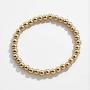 7Pcs Multi Layer Brass Bead Ball Stretch Bracelet 4MM-8MM Gold Beaded Stretchable Bracelets Bead Ball Elastic Bracelet Stackable Flat Bangle Set Simple Delecate Jewelry for Women Girl