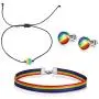 VNOX Gay Pride Rainbow Jewelry Set Rainbow Choker Rope String Bracelets Necklace Earrings for Gay Lesibian LGBTQ VNOX Gay Pride Rainbow Jewelry Set Rainbow Choker Rope String Bracelets Necklace Earrings for Gay Lesibian LGBTQ