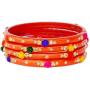 JDZ COLLECTION Indian Bangles Jewelry for Women Glass Bangles Flower Design Costume Matching Partywear Bangles Set 4pc Beautiful Bollywood Bangles