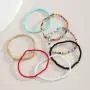 7 Pcs Africa Bead Bracelet 6'' Colorful White Black Red Beads Bracelet Boho Beach Jewelry for Women Girls (Multicolor, 6)