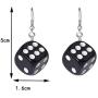 HUJUON Personality 3D Dice Dangle Earrings for Women Punk Resin Black White Cube Dice Drop Earrings Funny Geometric Girls Party Jewelry