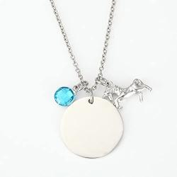 T-Perfect Life You are Braver Than You Believe Stainless Steel Unicorn Birthstone Pendant Necklace