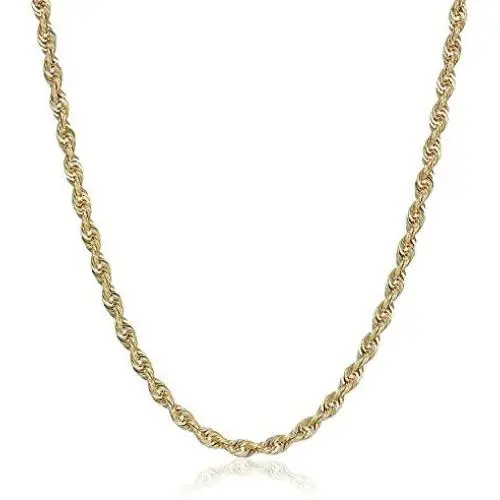10K Gold 1.5MM, 2MM, 2.5MM, 3MM, 3.5MM, 4MM, 5MM, or 7MM Diamond Cut Rope Chain Necklace, Bracelet, Anklet Unisex Sizes 7''-30'' - Yellow, White, or Rose 10K Gold 1.5MM, 2MM, 2.5MM, 3MM, 3.5MM, 4MM, 5MM, or 7MM Diamond Cut Rope Chain Necklace, Bracelet, Anklet Unisex Sizes 7''-30'' - Yellow, White, or Rose