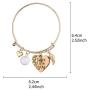 Lux Accessories Gold Heart Engraved Words Faith Love Hope White Pearl Angel Wing Cross Bangle Bracelet